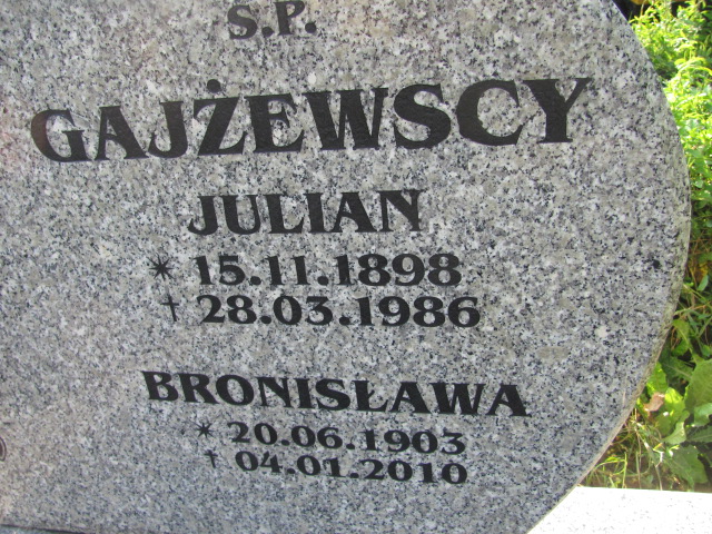 Bronisława Gajżewska 1903 Dzierżoniów - Grobonet - Wyszukiwarka osób pochowanych