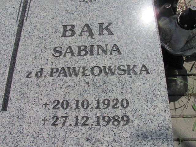 Sabina Bąk 1920 Dzierżoniów - Grobonet - Wyszukiwarka osób pochowanych