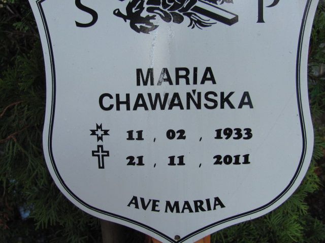 Maria Chawańska 1933 Dzierżoniów - Grobonet - Wyszukiwarka osób pochowanych