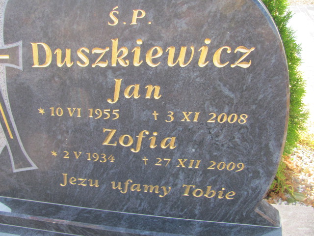 Zofia Duszkiewicz 1934 Dzierżoniów - Grobonet - Wyszukiwarka osób pochowanych