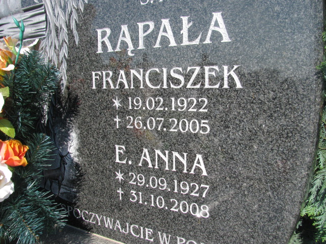 Franciszek Rąpała 1922 Dzierżoniów - Grobonet - Wyszukiwarka osób pochowanych